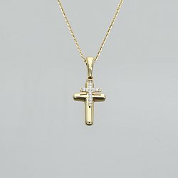 Krzyżyk złoty
podwójny z diamentami