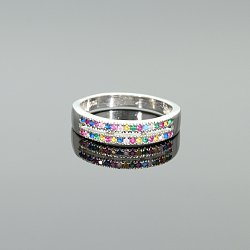 Pierścionek srebrny
z kolorowymi cyrkoniami
