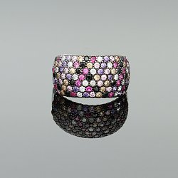 Pierścionek srebrny
z kolorowymi cyrkoniami