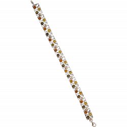 Bransoleta srebrna
z bursztynami