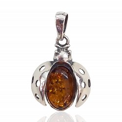 Zawieszka srebrna
biedronka z bursztynem