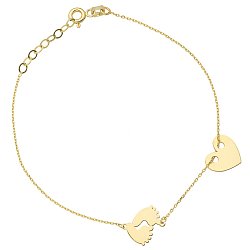 Bransoletka złota
z sercem i stópkami